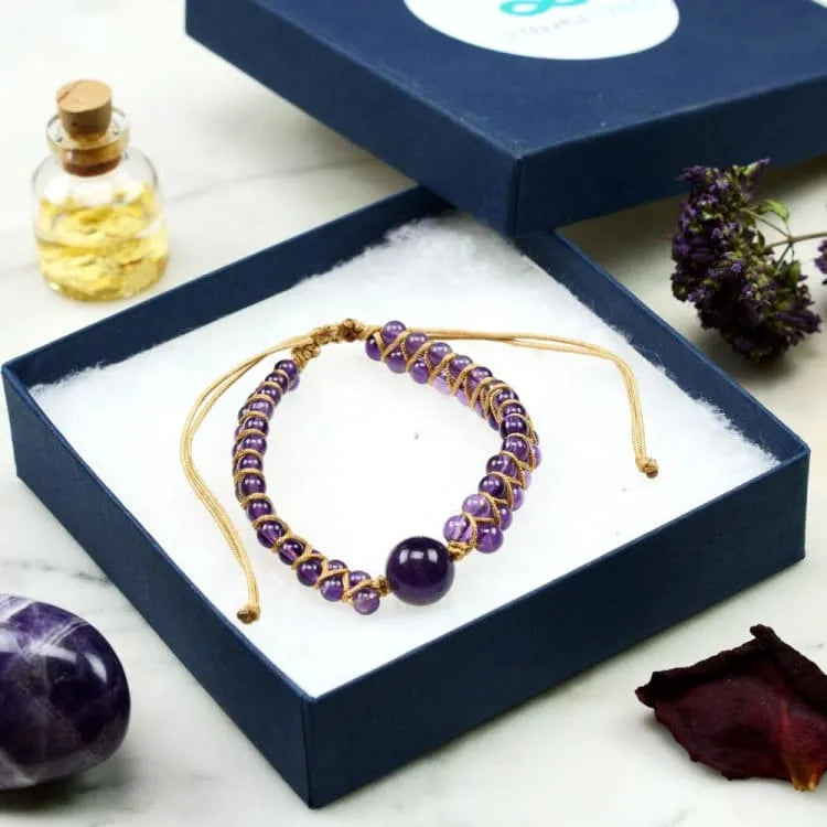 Bracelet améthyste tressé violet