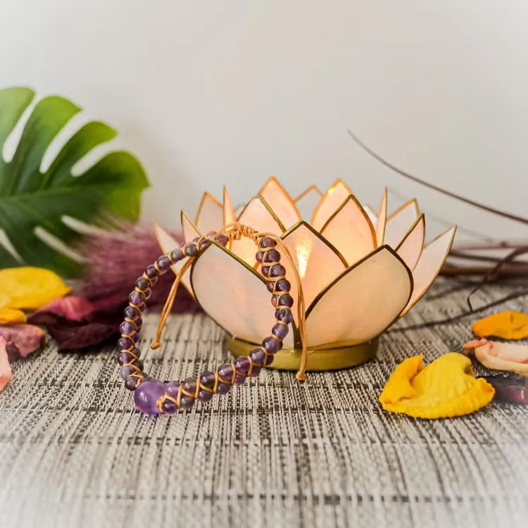 Bracelet améthyste tressé violet