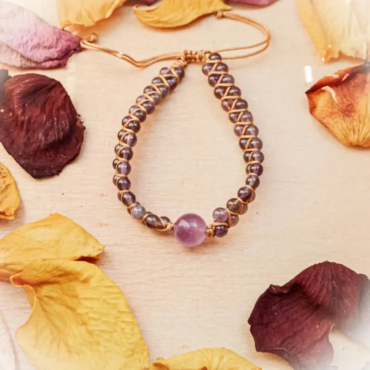 Bracelet améthyste tressé violet