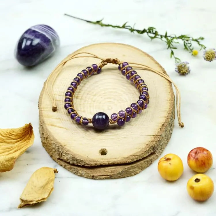 Bracelet améthyste tressé violet