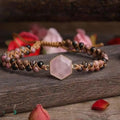 Bracelet quartz rose et rhodonite fait main