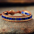 Bracelet lapis-lazuli et chaîne dorée