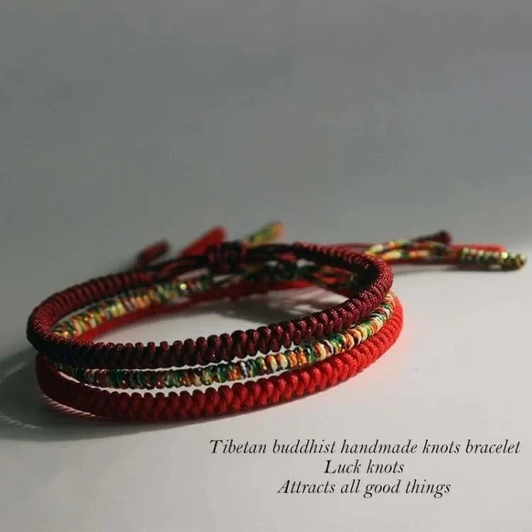 Bracelet tibétain tressé main multicolore