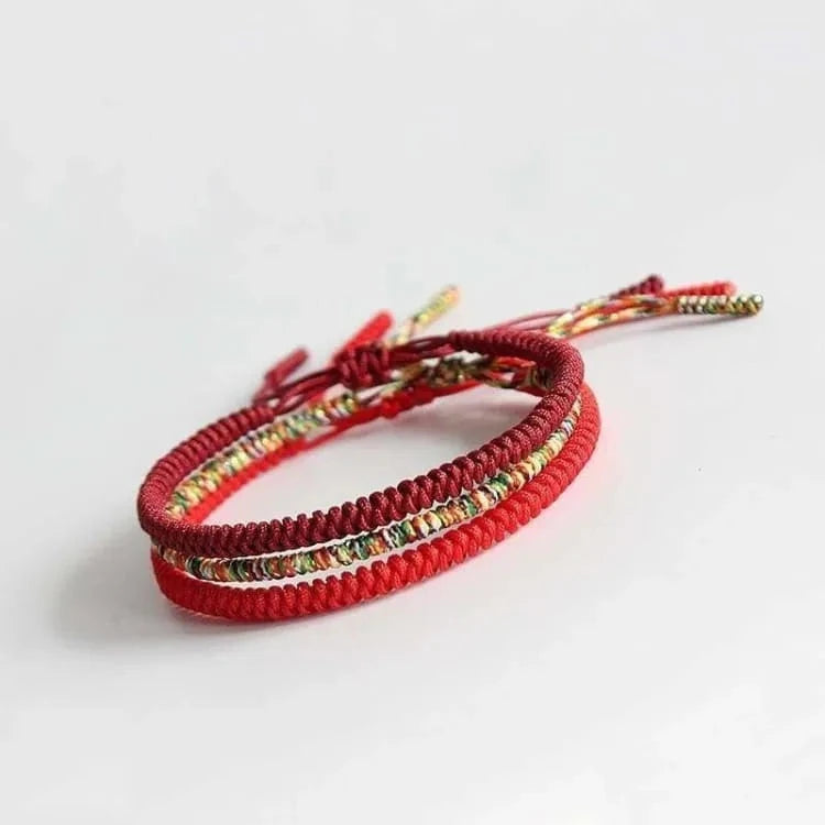 Bracelet tibétain tressé main multicolore