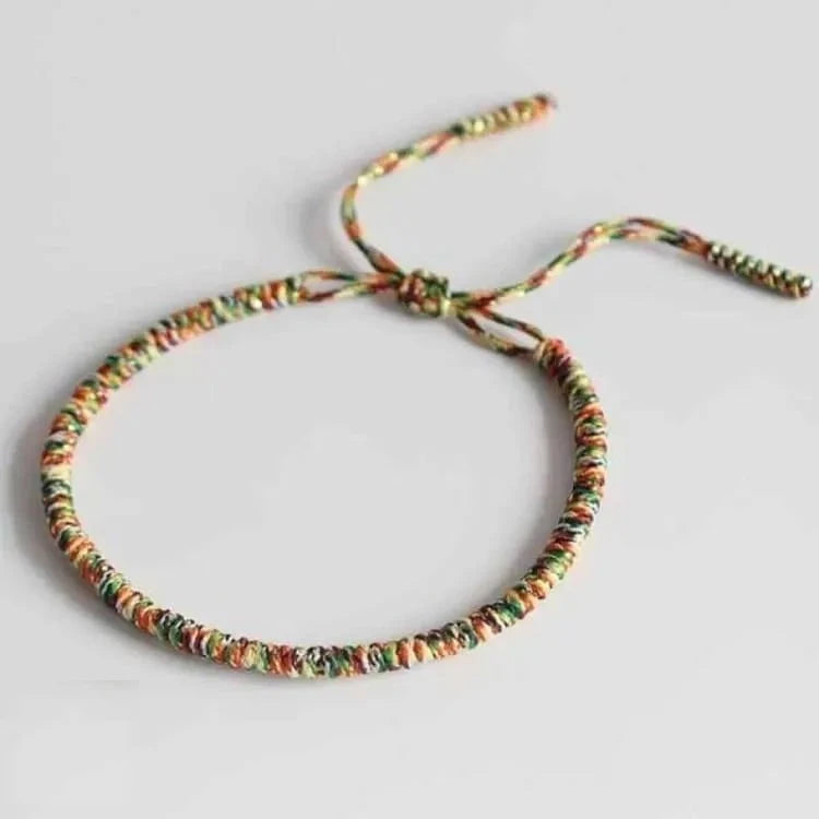 Bracelet tibétain tressé main multicolore