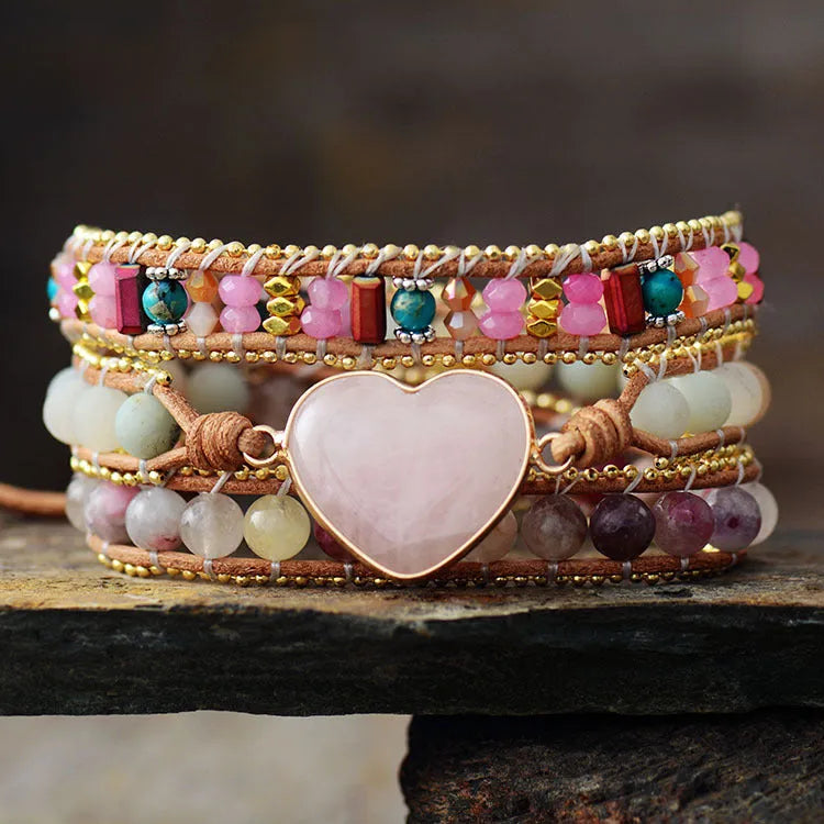 Bracelet quartz rose triple tour en cuir