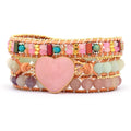 Bracelet quartz rose triple tour en cuir