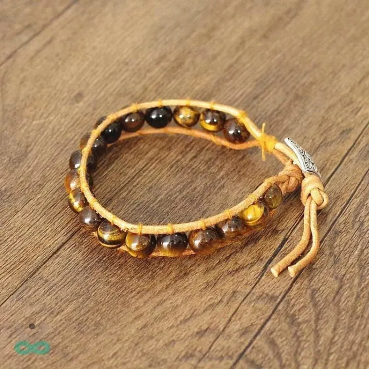 Bracelet oeil de tigre ajustable en cordon