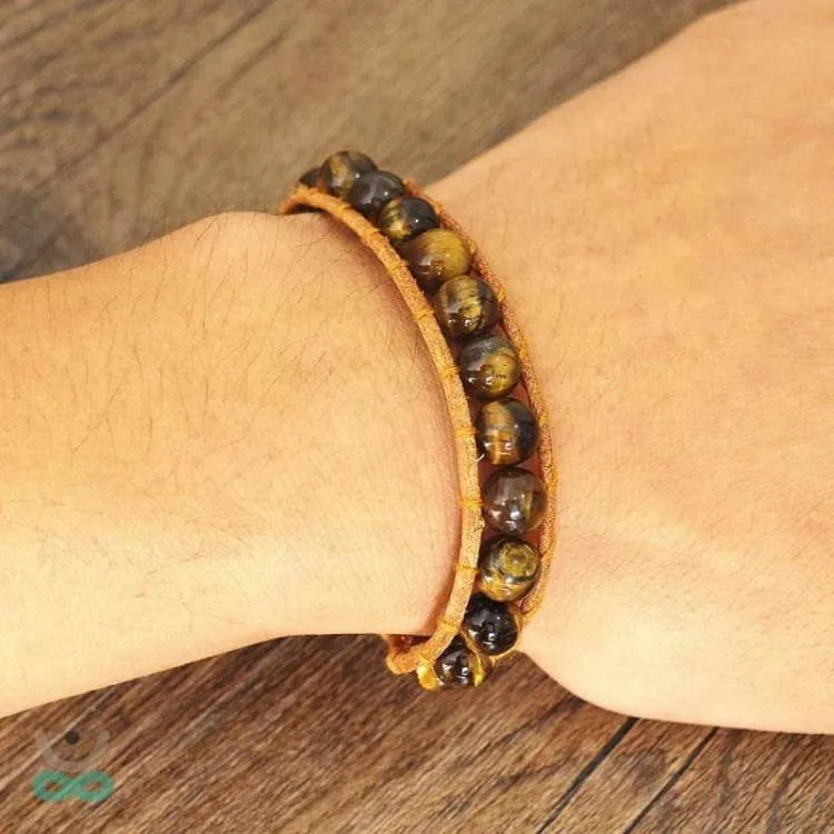Bracelet oeil de tigre ajustable en cordon