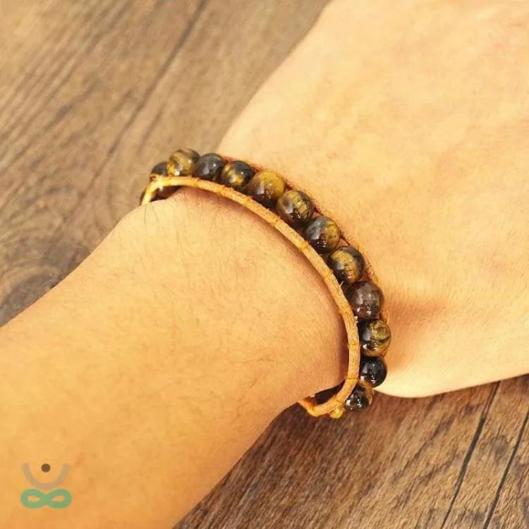 Bracelet oeil de tigre ajustable en cordon