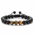 Bracelet oeil de tigre et obsidienne ajustable