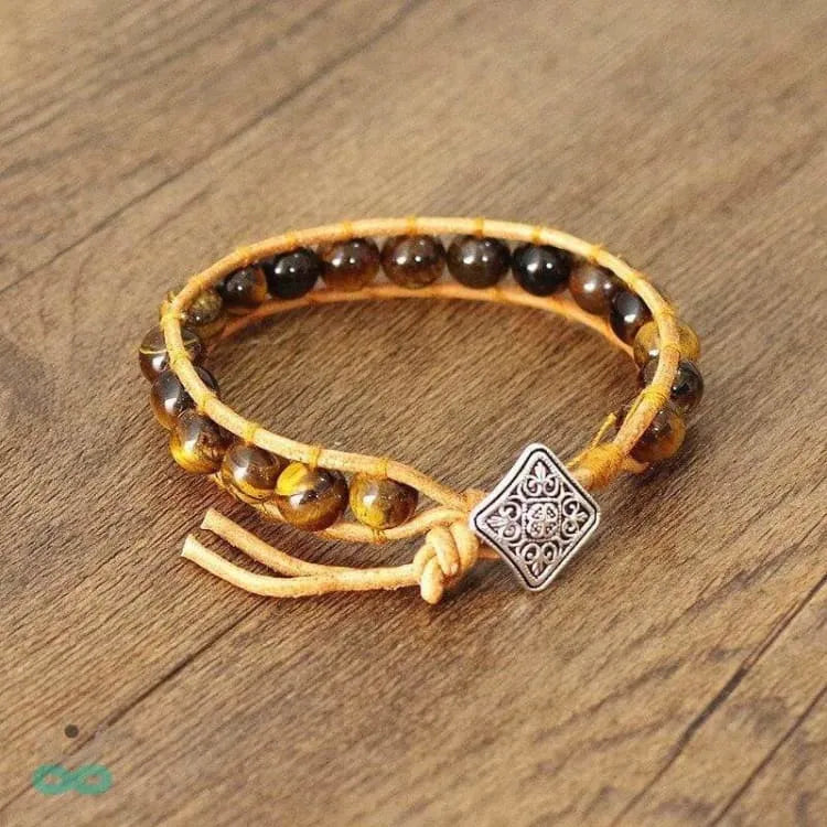 Bracelet oeil de tigre ajustable en cordon