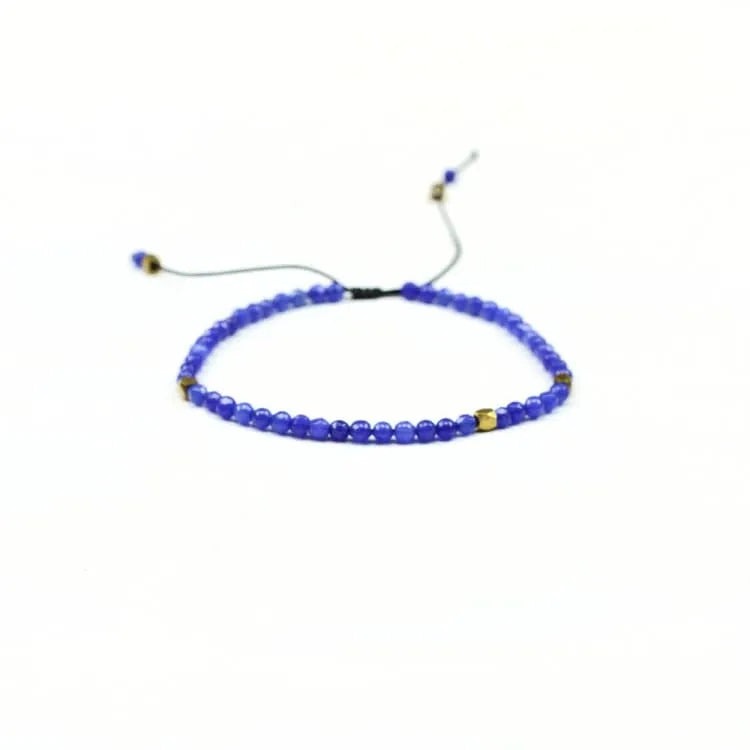 Bracelet lapis lazuli ajustable, éclats de pyrite