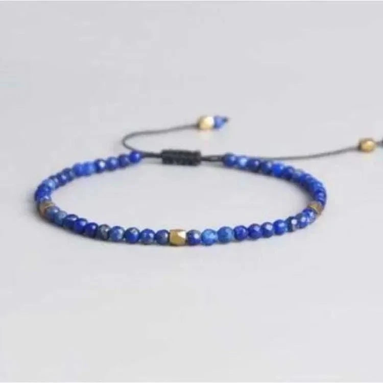 Bracelet lapis lazuli ajustable, éclats de pyrite