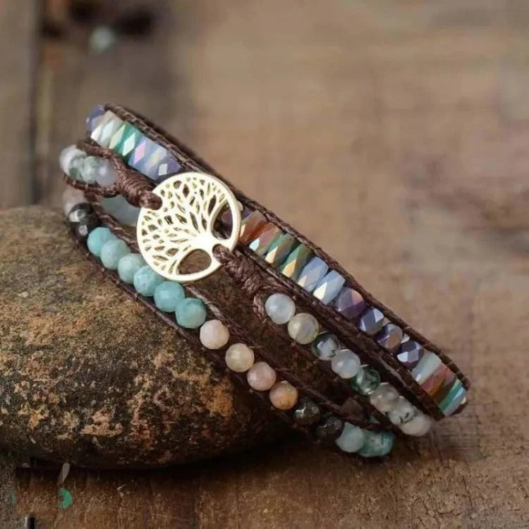 Bracelet arbre de vie en pierres mélangées