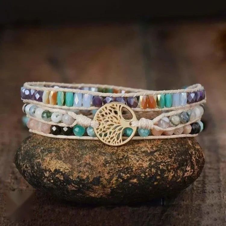 Bracelet arbre de vie en pierres mélangées