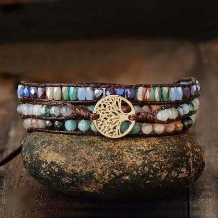 Bracelet arbre de vie en pierres mélangées
