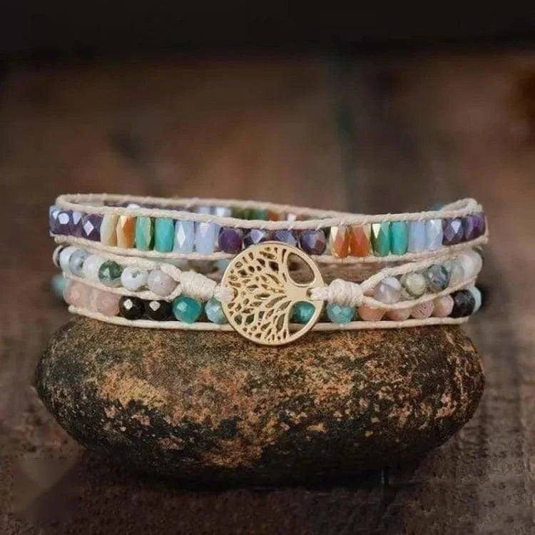 Bracelet arbre de vie en pierres mélangées