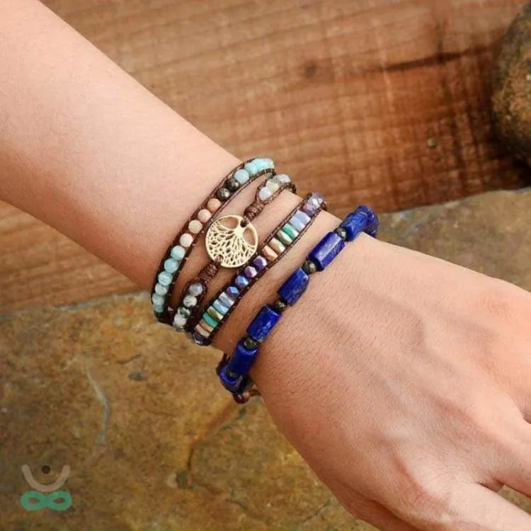 Bracelet arbre de vie en pierres mélangées