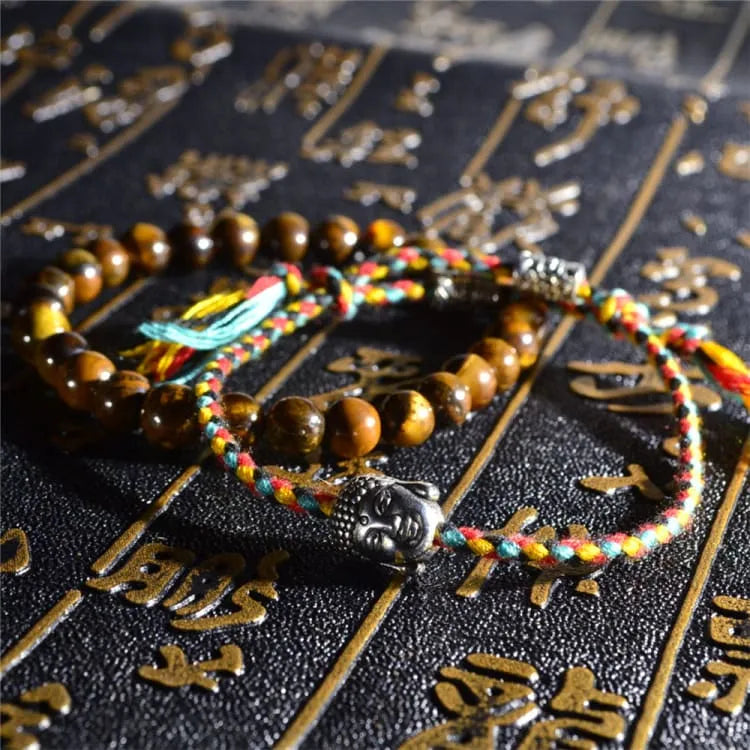 Bracelet bouddhiste porte-bonheur en bois, 2 pièces