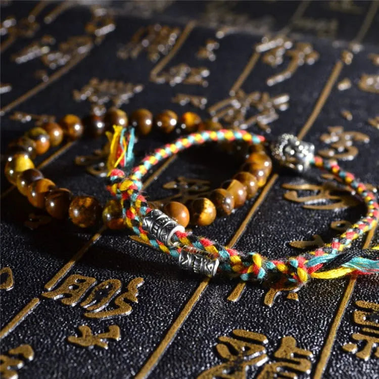 Bracelet bouddhiste porte-bonheur en bois, 2 pièces