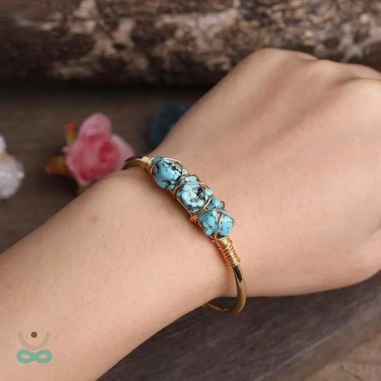 Bracelet turquoise et cuivre doré