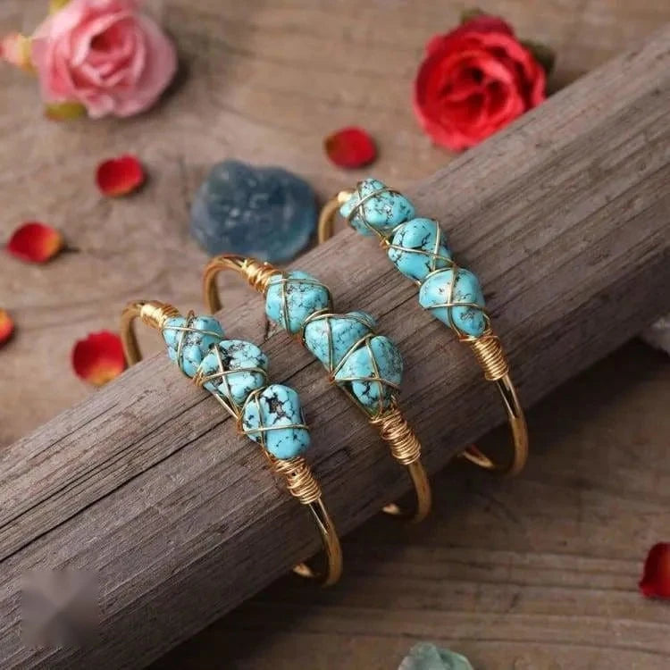 Bracelet turquoise et cuivre doré