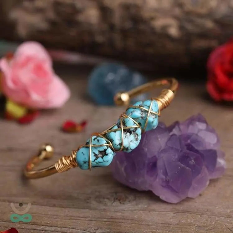 Bracelet turquoise et cuivre doré