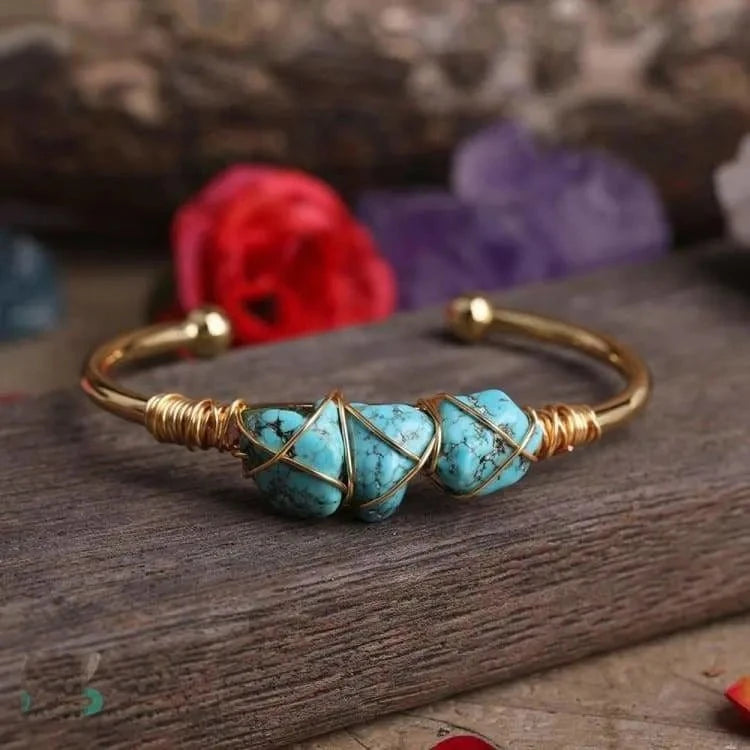 Bracelet turquoise et cuivre doré