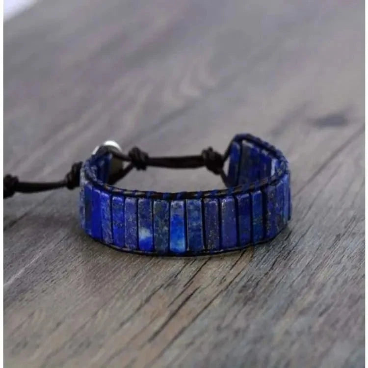 Bracelet lapis lazuli fermoir acier