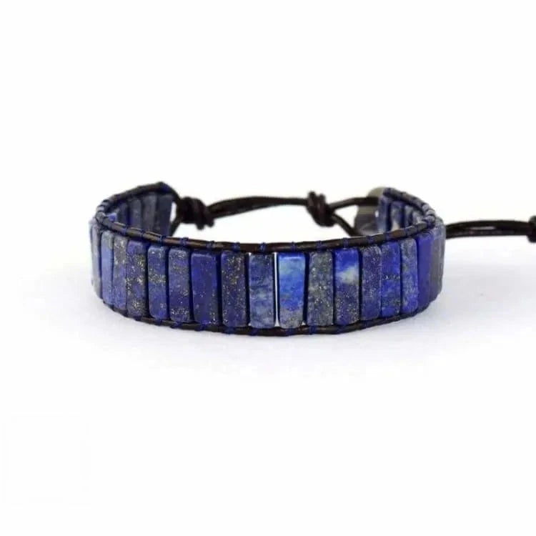 Bracelet lapis lazuli fermoir acier