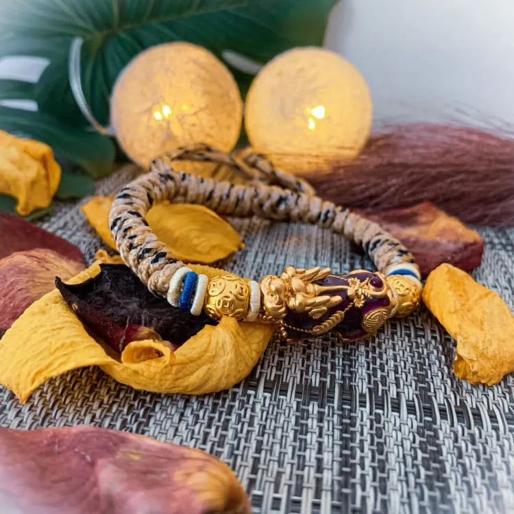 Bracelet bouddhiste Pi Yao et obsidienne