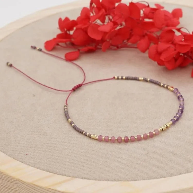 Bracelet améthyste et quartz fraise