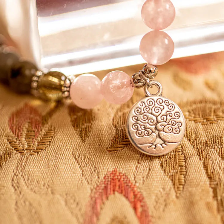 Bracelet quartz rose et labradorite