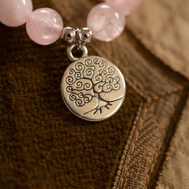 Bracelet quartz rose et labradorite