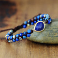 Bracelet lapis-lazuli tressé en forme de larme