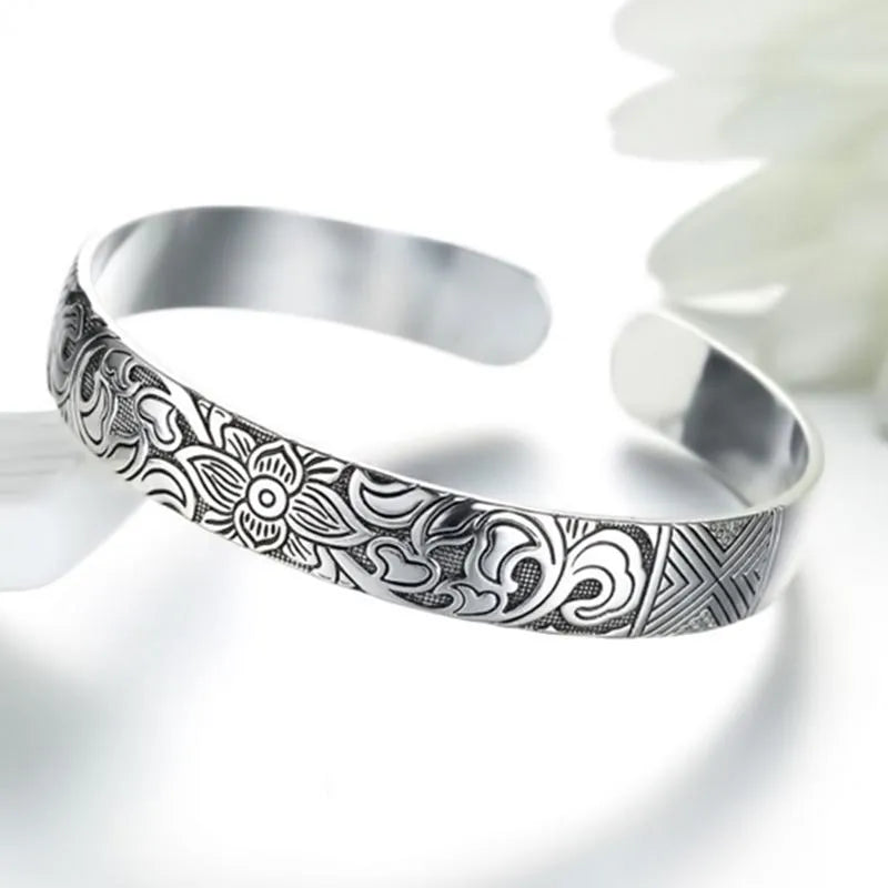 Bracelet fleur de lotus en argent