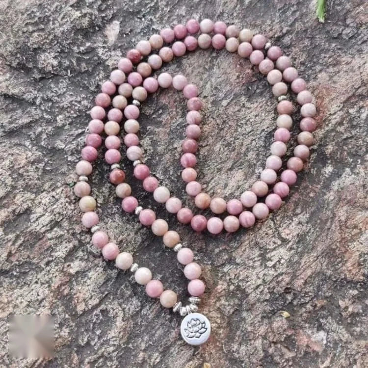 Mala tibétain en rodonite