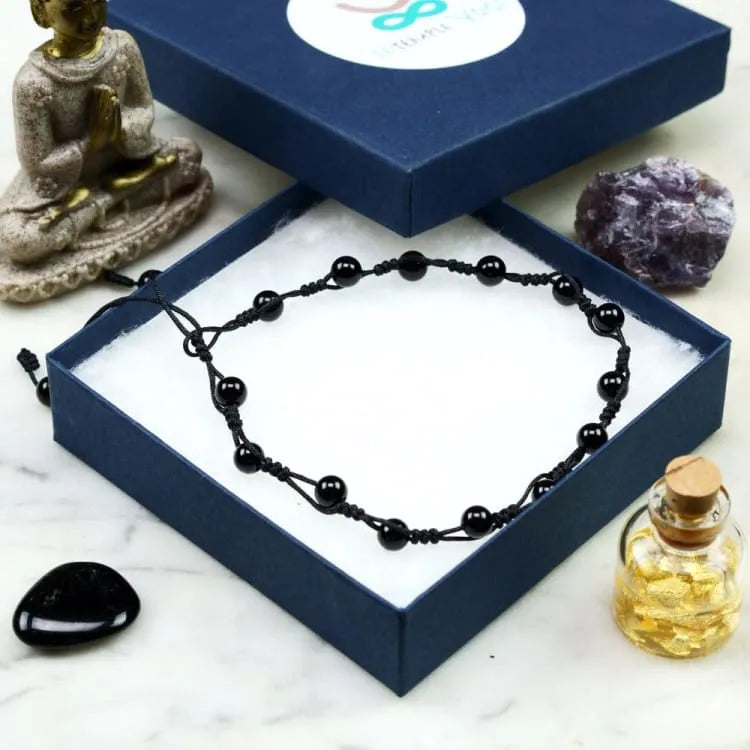 Bracelet de cheville obsidienne arc-en-ciel