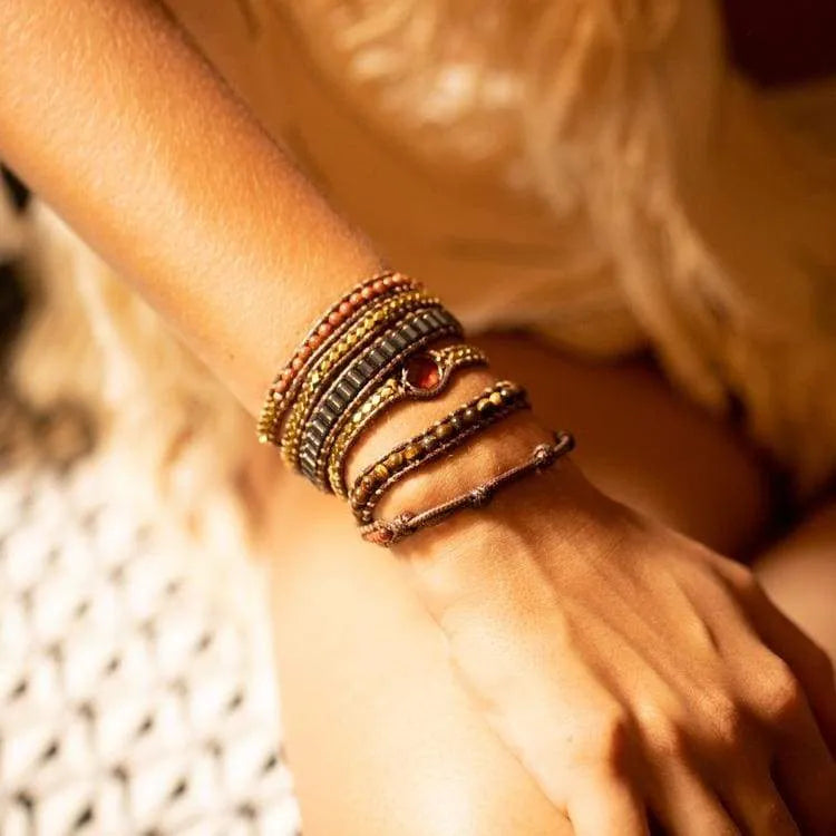 Bracelet enveloppant oeil de tigre et hématite