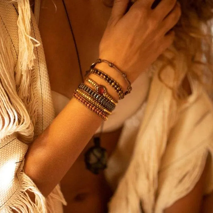 Bracelet enveloppant oeil de tigre et hématite