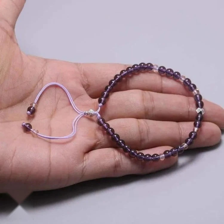 Bracelet améthyste ajustable, cristaux du Brésil