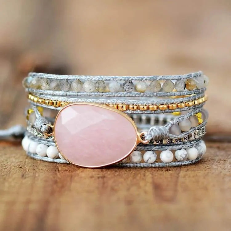 Bracelet quartz rose, howlite et labradorite