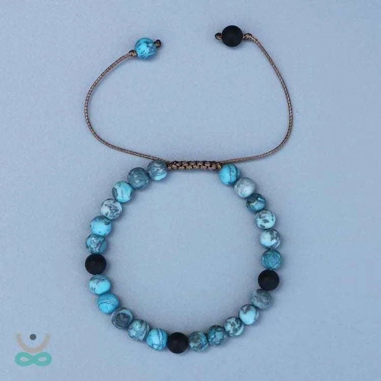 Bracelet turquoise peinte, perles 6 mm