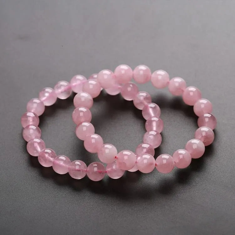Bracelet quartz rose élastique, perles 8 mm