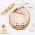 Bracelet quartz rose ajustable, perles 8 mm