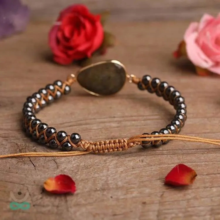 Bracelet hématite et labradorite, aurore boréale