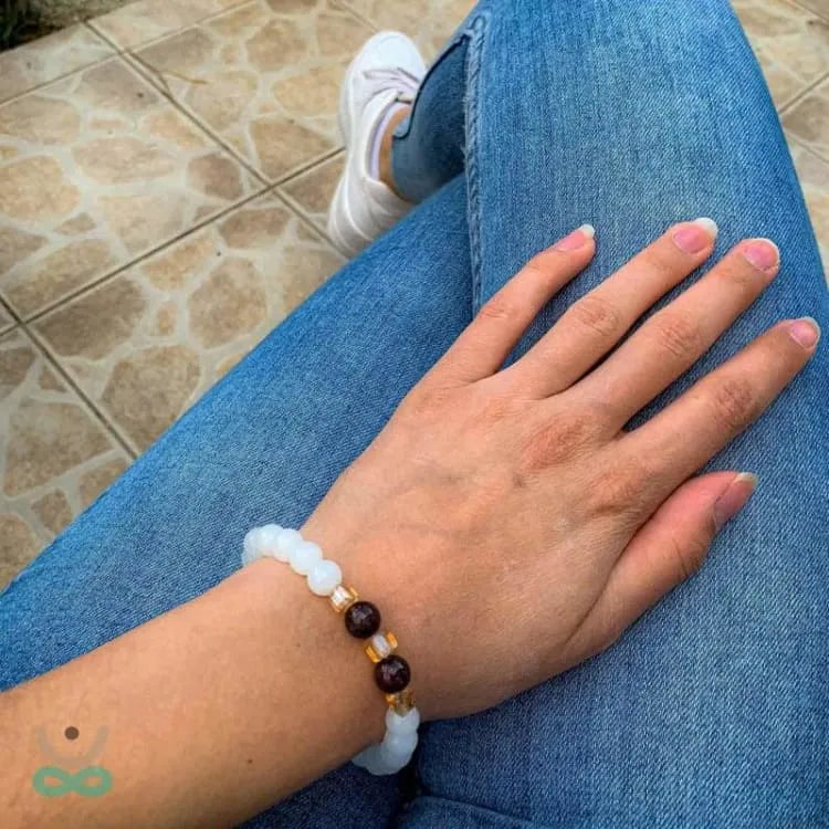 Bracelet jade blanc et grenat