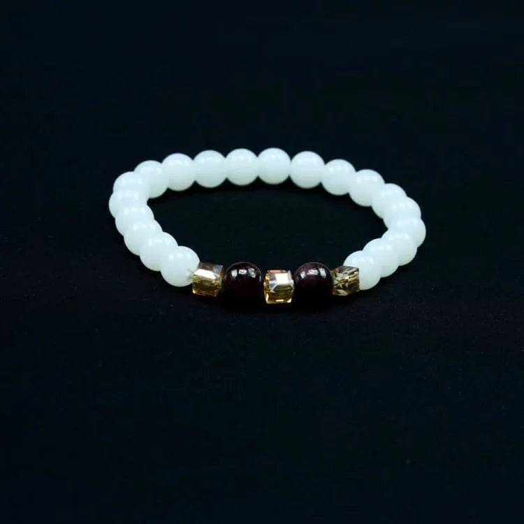 Bracelet jade blanc et grenat