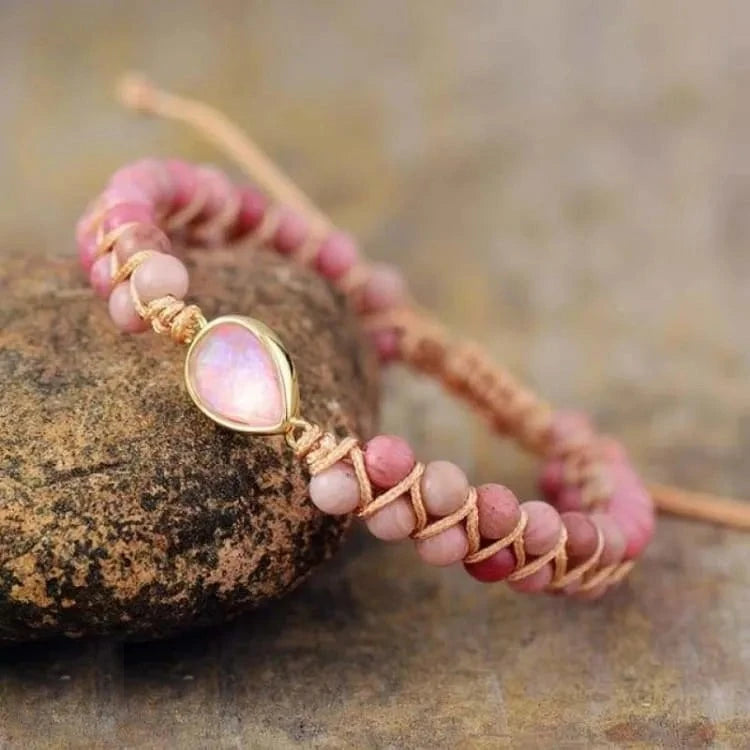 Bracelet porte bonheur howlite ou rhodonite